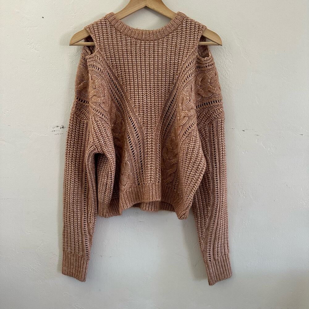 NWT Express‎ Cold Shoulder Knit Sweater Peachy Beige Size Small